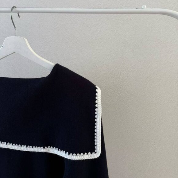 Sezane Naya Jumper Marine with Ecru Details - Picture 10 of 10